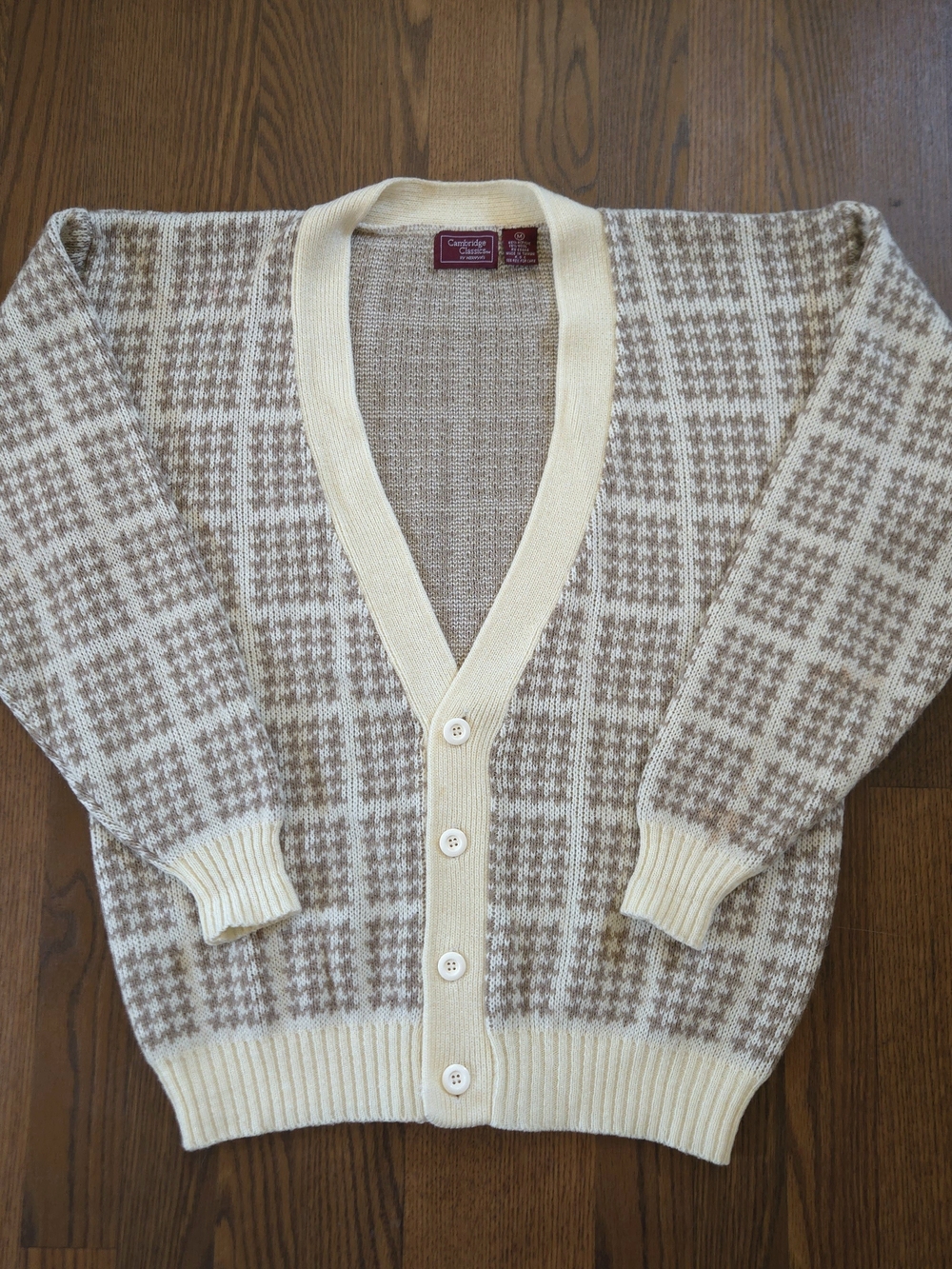Vintage Cambridge Classics Cardigan 90s knit grandpa sweater wool blend - Medium